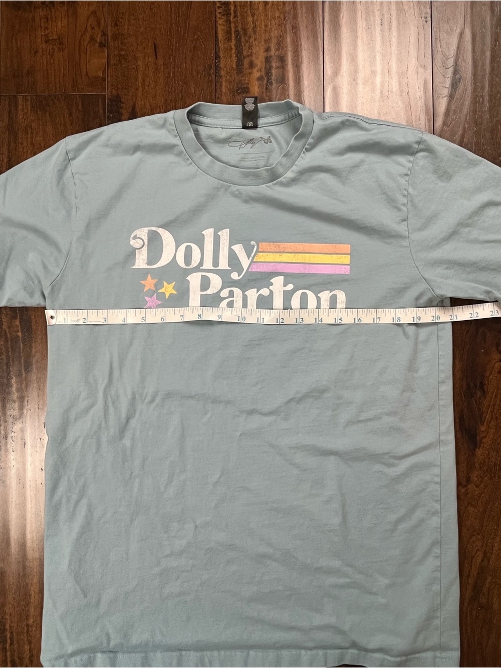 DOLLY PARTON Shirt Country Artist Blue Faded Look Jolene Size LARGE - Picture 5 of 8
